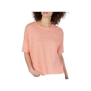 Eileen Fisher Pink Short Sleeves Top Loose Fit 100% Organic Linen Size S/P